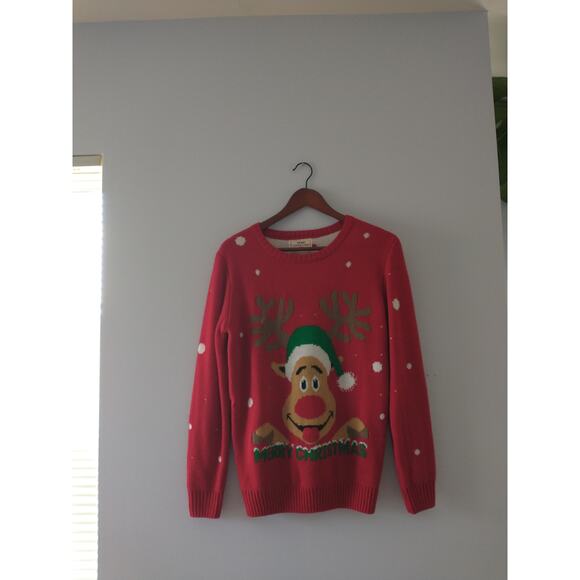 V28 Adult Unisex Merry Christmas Sweater Medium Reindeer Super Soft Ugly Sweater - Picture 7 of 7